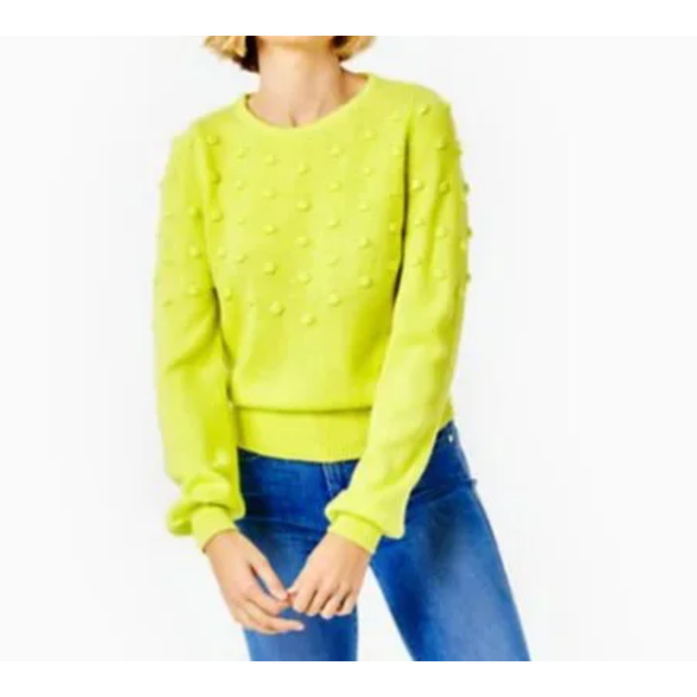 LILLY PULITZER Tekla Bauble Yellow Pull Over Knit Sweater Lime Green Size XS
